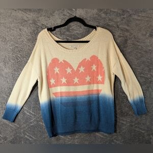 American Eagle Multicolor Women's EUC American Flag Star Heart Sweater Size XS